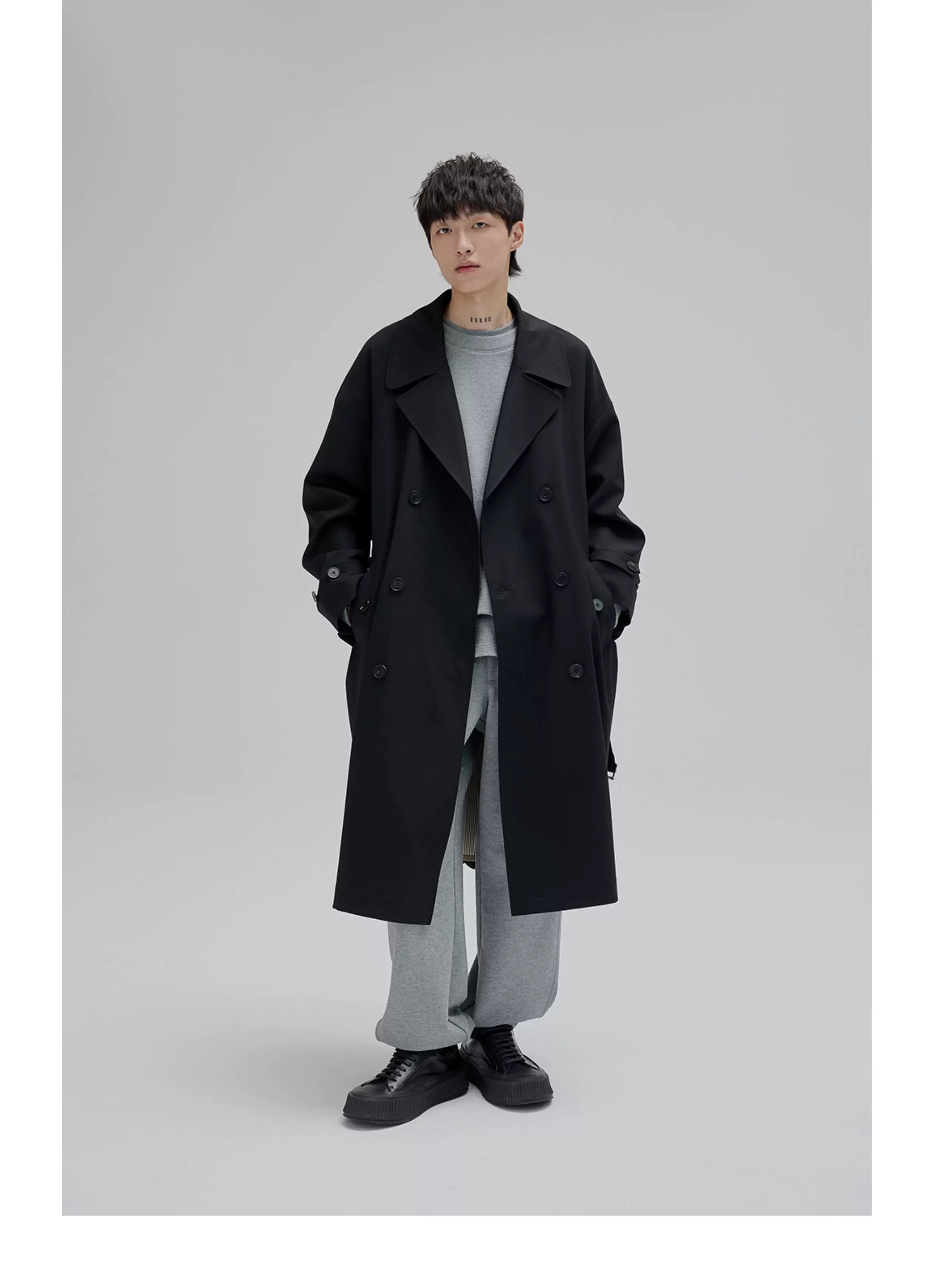 Double Breasted Long Trench Coat
