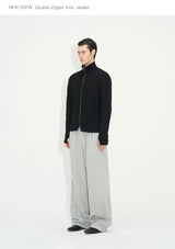 Double Zipper Thick Wool Knitted Jacket