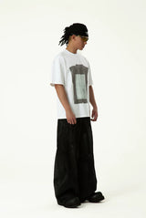 Men's Loose Distressed Black Curved Jeans
