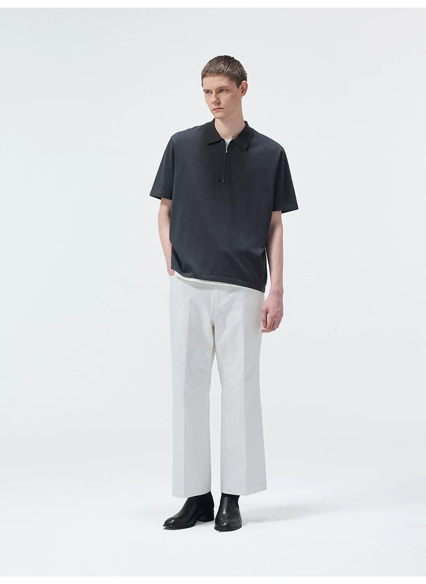 Short Sleeve Wool Silk Knit Top