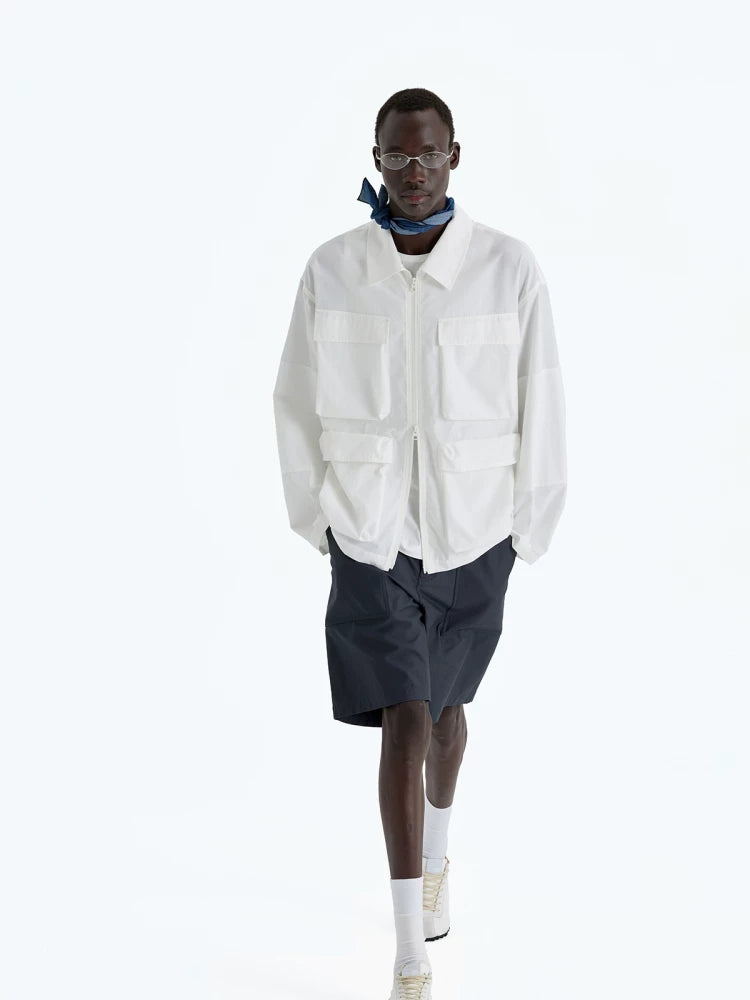 Heavy Vintage Textured Cotton Cargo Shorts