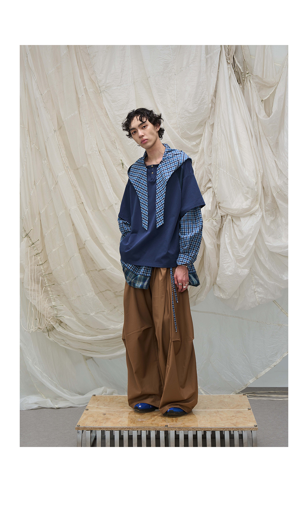 Loose Draped Pleated Curved Trousers