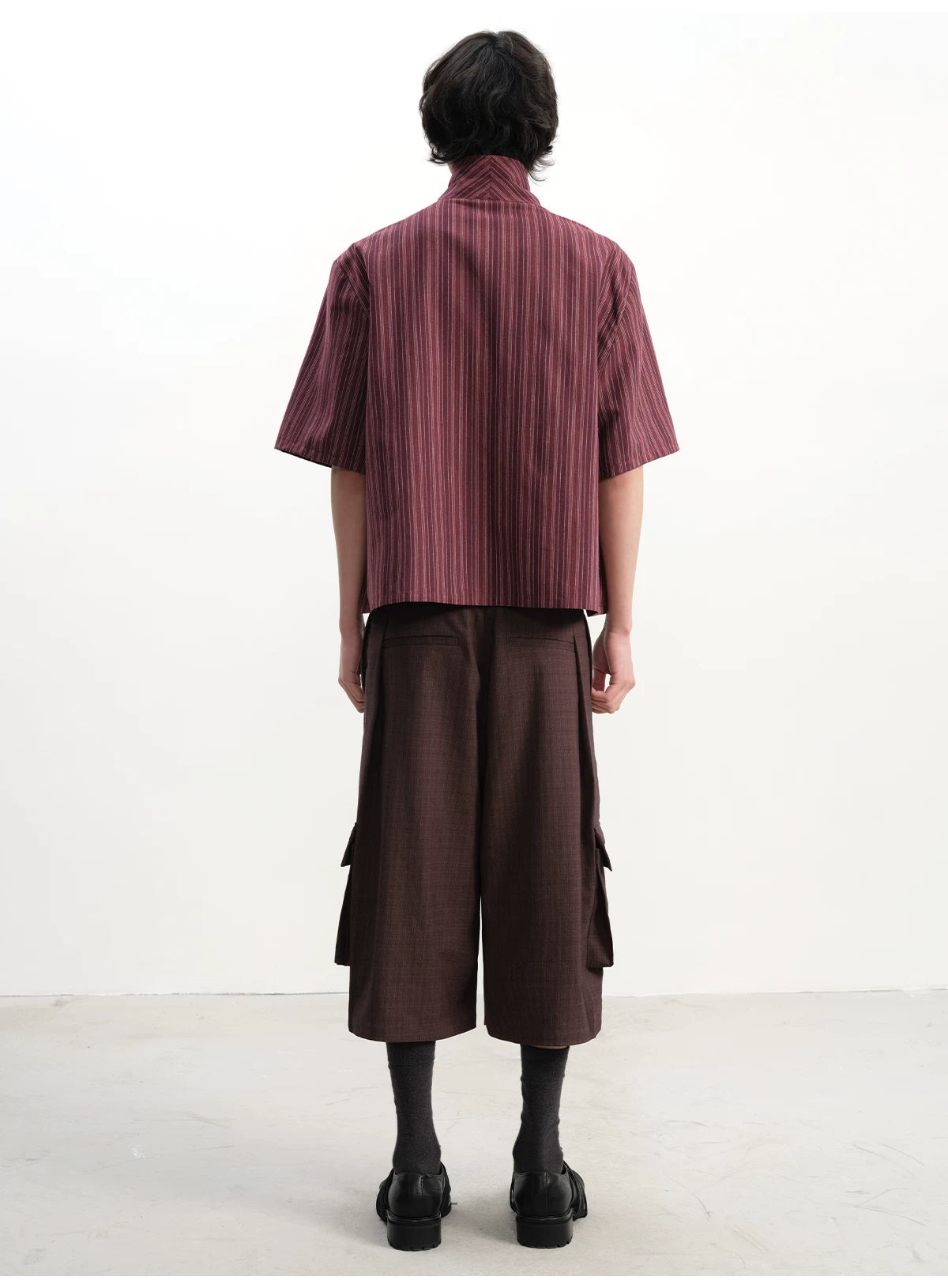Short-Sleeve Striped Cotton Linen Shirt