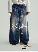 Icy Blue Vintage Coated Baggy Jeans