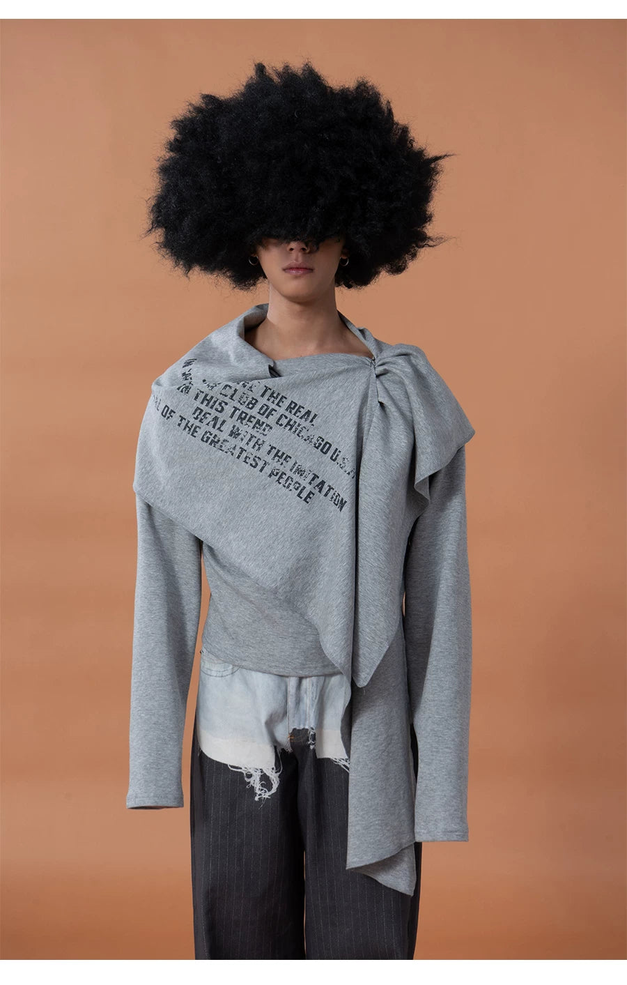 Men's Gray Print Patchwork Hoodie