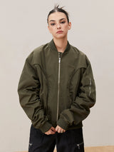 Men's Deconstructed Pleated MA1 Bomber Jacket