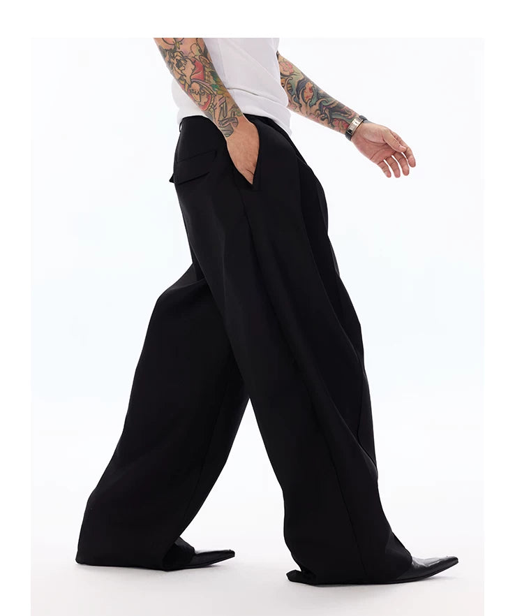 Wrinkle-Resistant Pleated Trousers