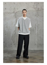 Draped Chain Texture Straight Leg Pants
