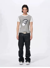 Men's Skull Print Plaid Tees
