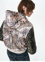 Leopard Patchwork Hooded Rivet Jacket