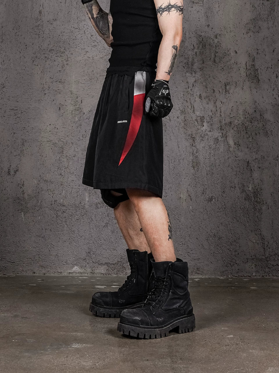 Loose Distressed Color Block Bloodfang Shorts