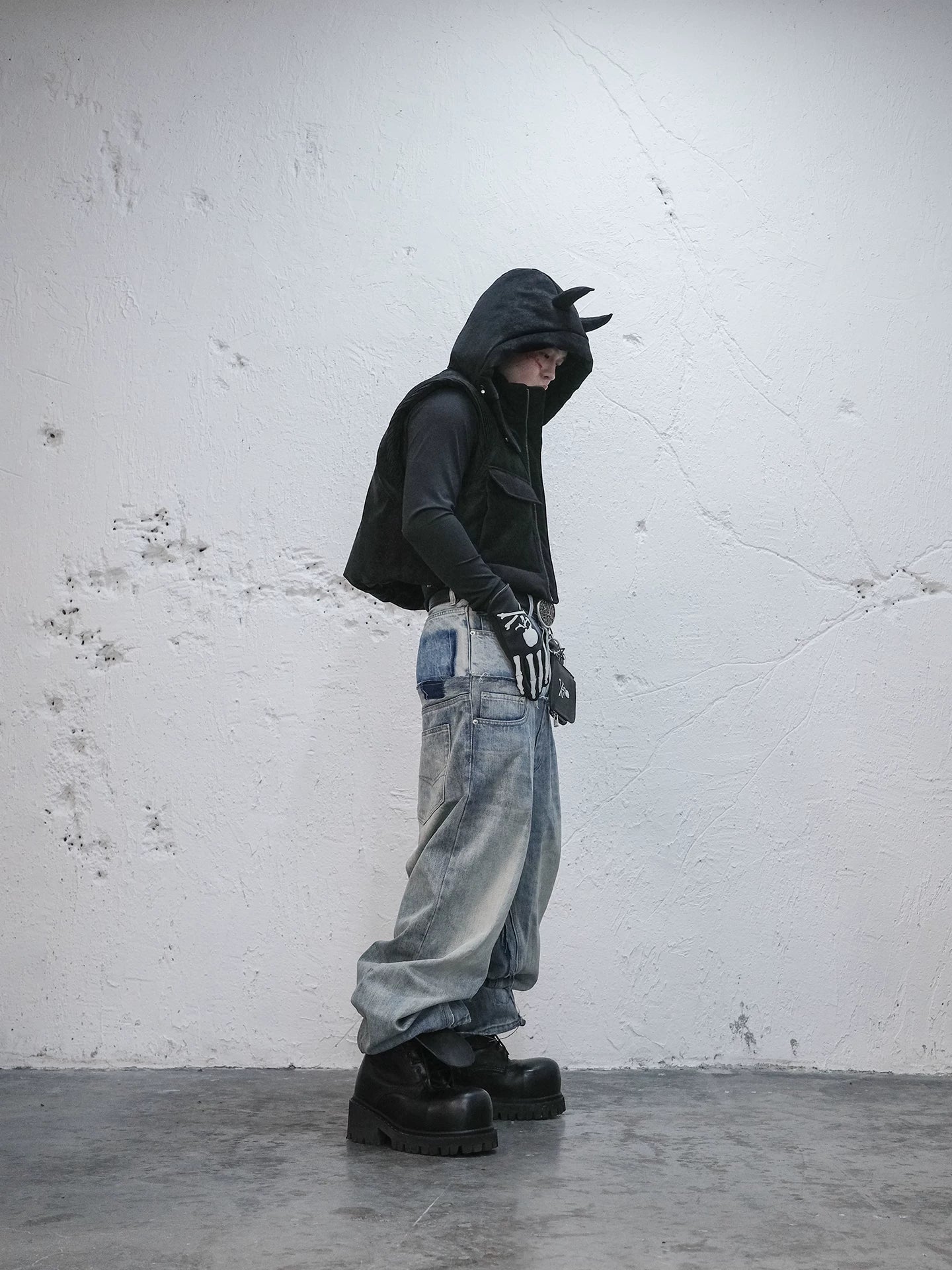 Detachable Devil Horned Down Vest