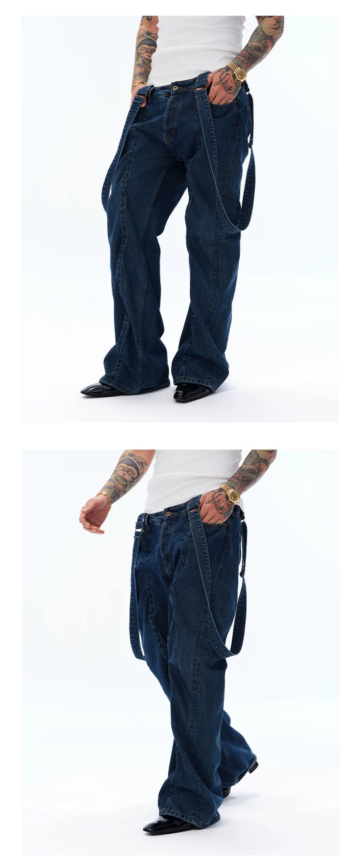 Men's Flare Denim Overalls