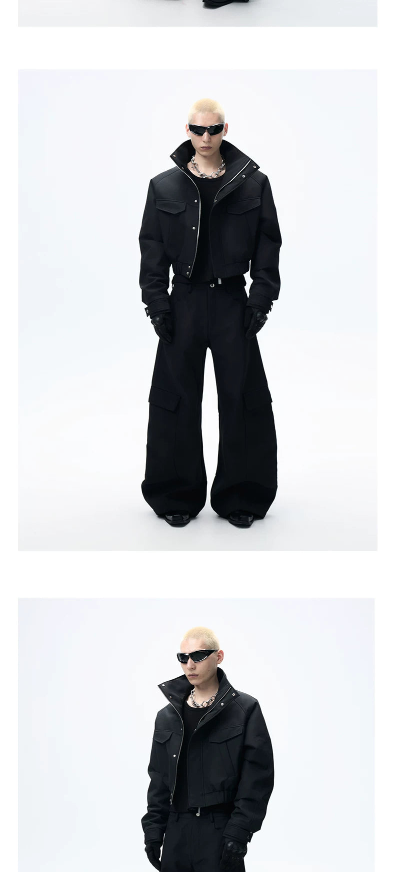 Short Stand Collar Faux Fur Jacket