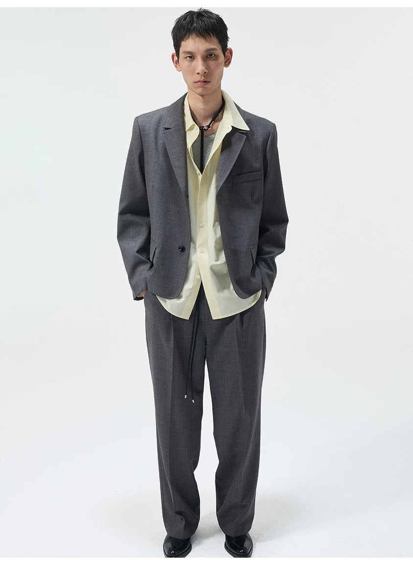 Short Two-Button Merino Wool Blazer