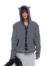 Men's Striped Fur Collar Hoodie