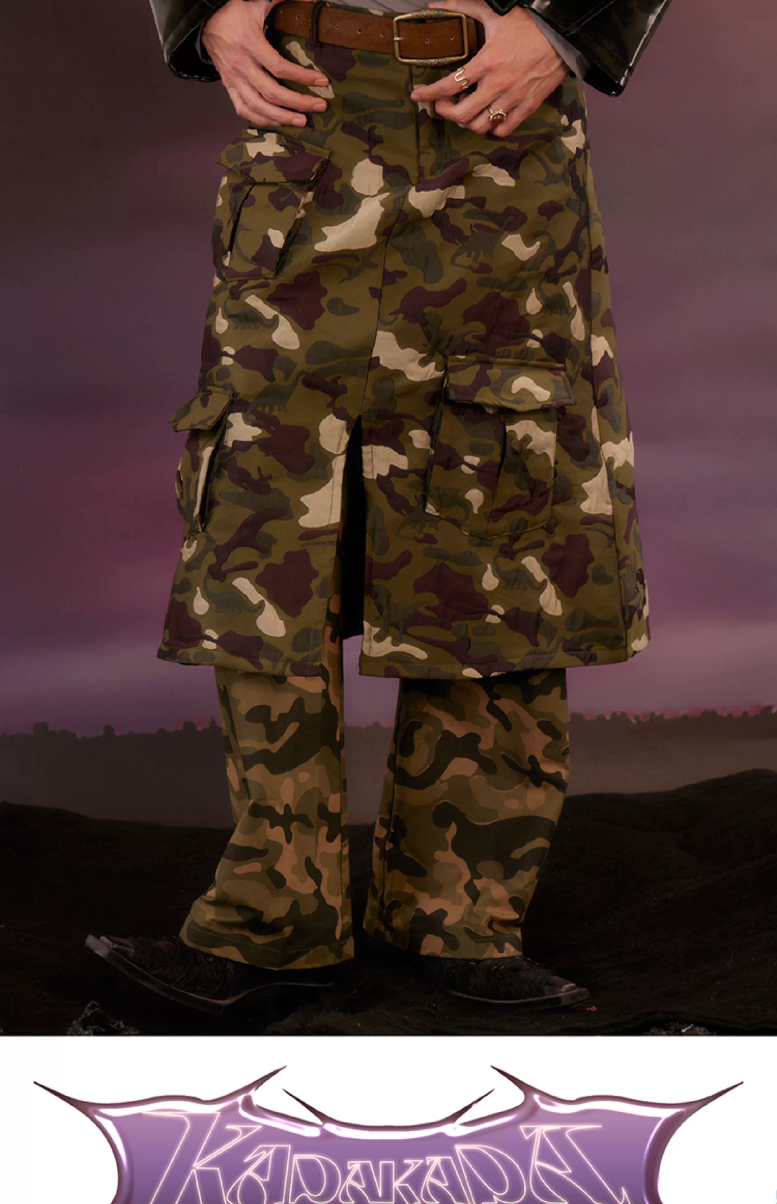 Cute Unisex Military Double-layer Dinosaur Skort