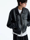 Vintage Faux Leather Multi-Pocket Cropped Jacket