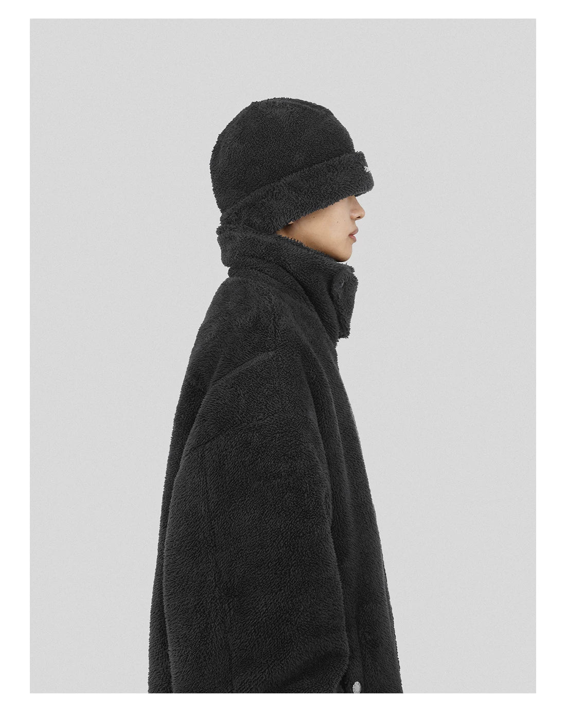 Distressed Black Fleece Bucket Hat