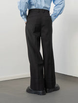 Men's Black Loose Straight Cuffed Pants