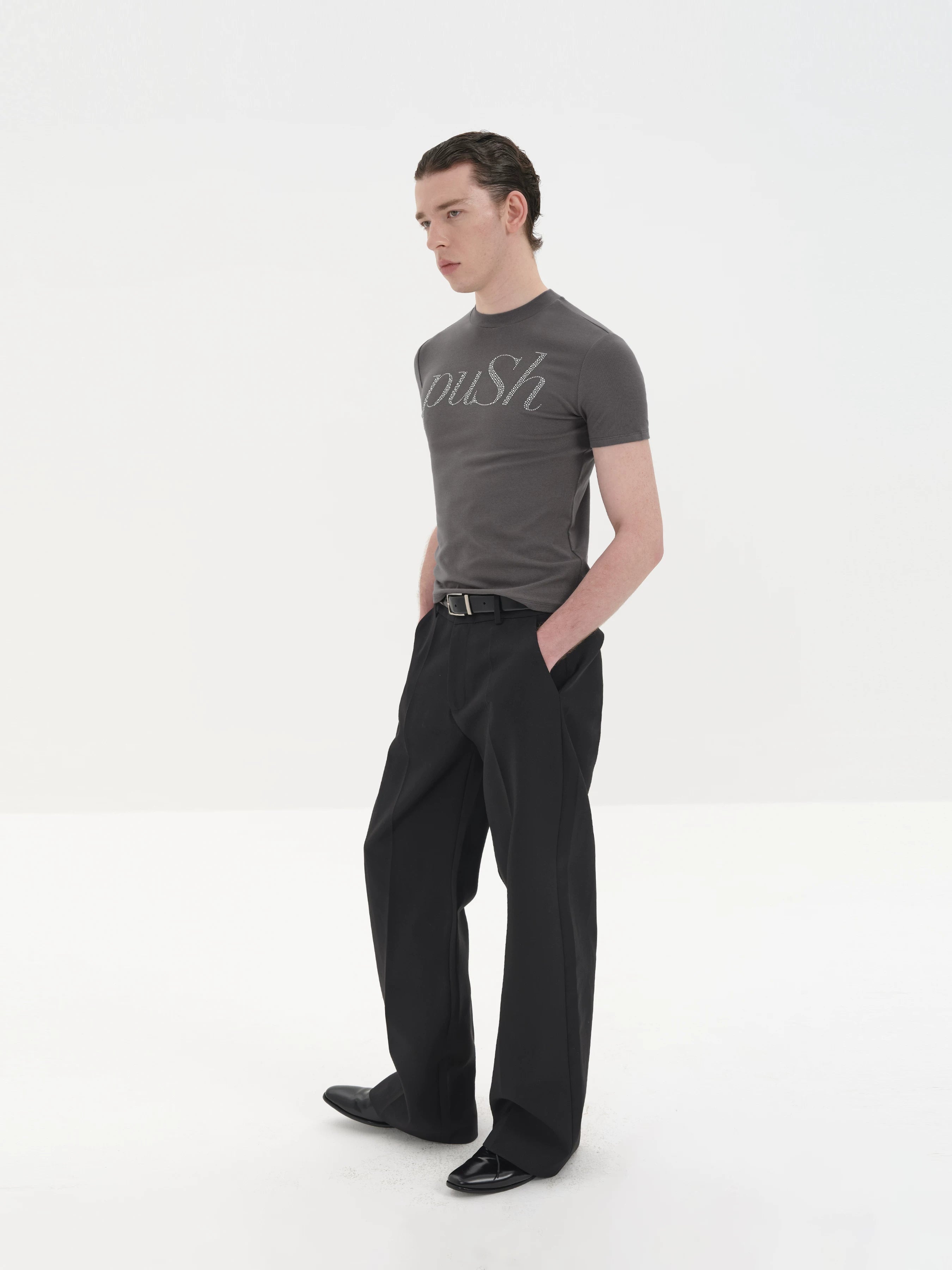Slim Fit Rhinestone Short Sleeve Tee