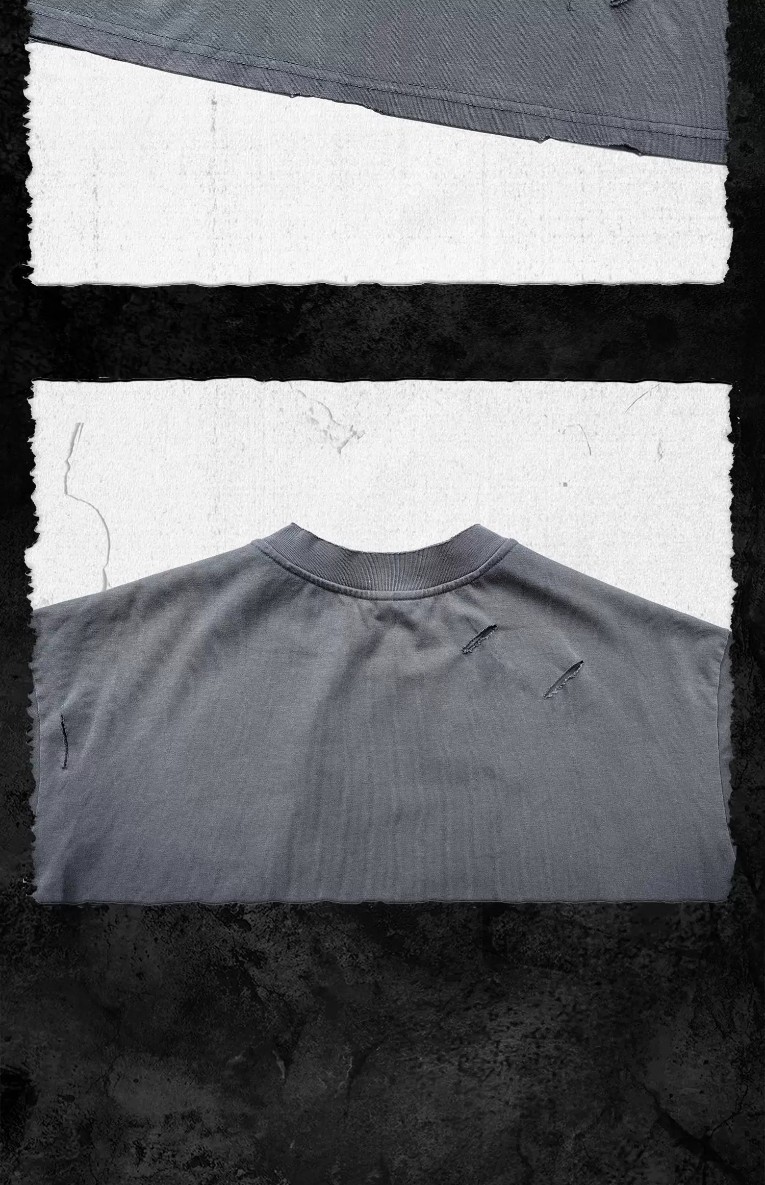 Handcrafted Distressed Dusty Blue Tee