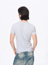 Men’s Rhinestone Skull Striped Tees
