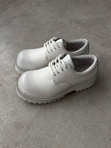 Distressed White Suede Platform Derby Shoes