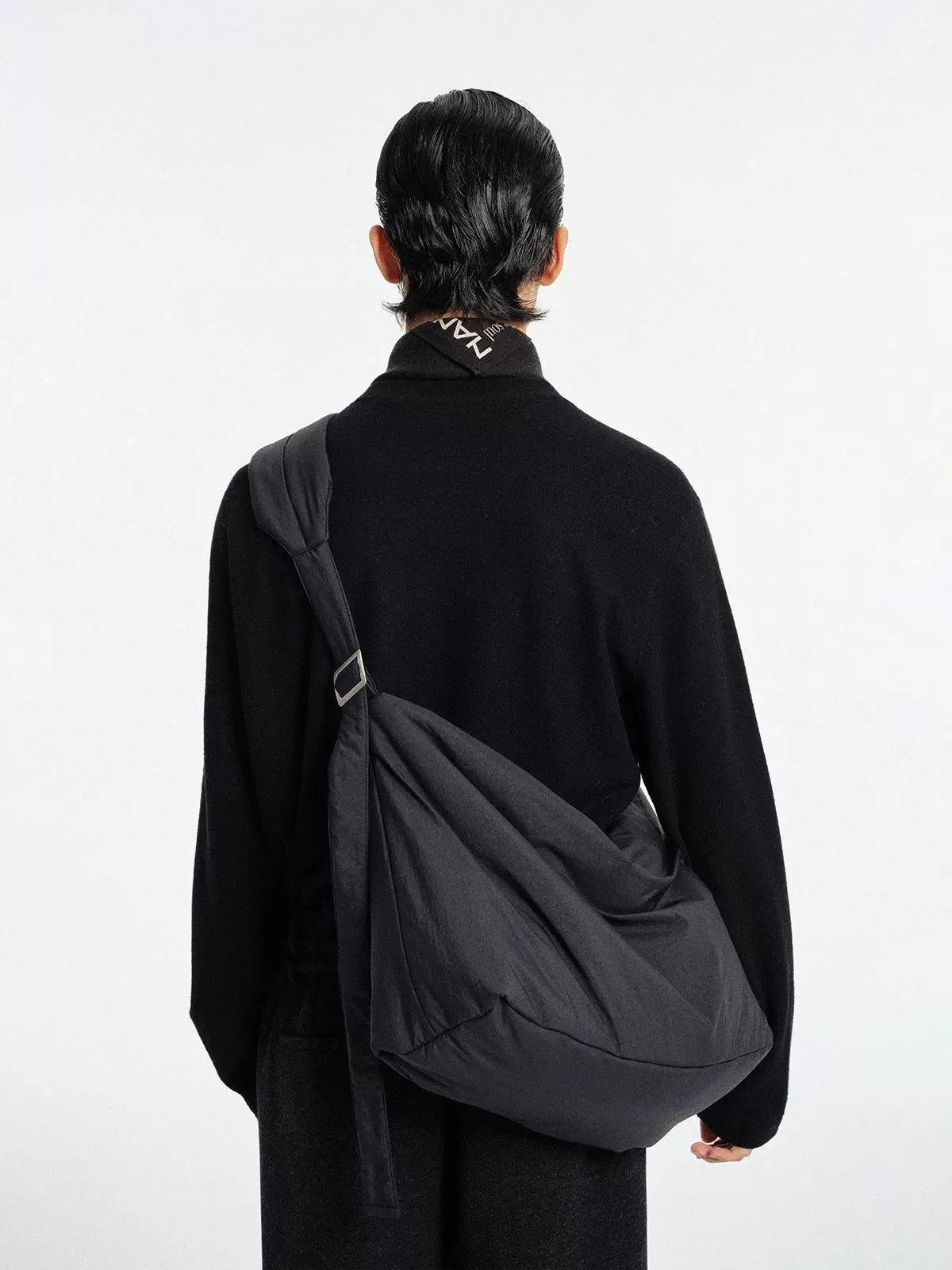 Adjustable Multi-Pocket Quilted Nylon Crossbody Bag