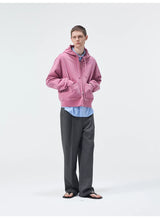Short Drawstring Embroidered Distressed Hoodie