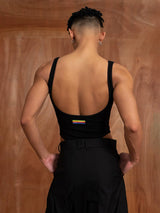 Black Backless Stretchy Shapewear Tank Bodysuits