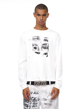 Men's White Eye Print Knit Sweatshirt