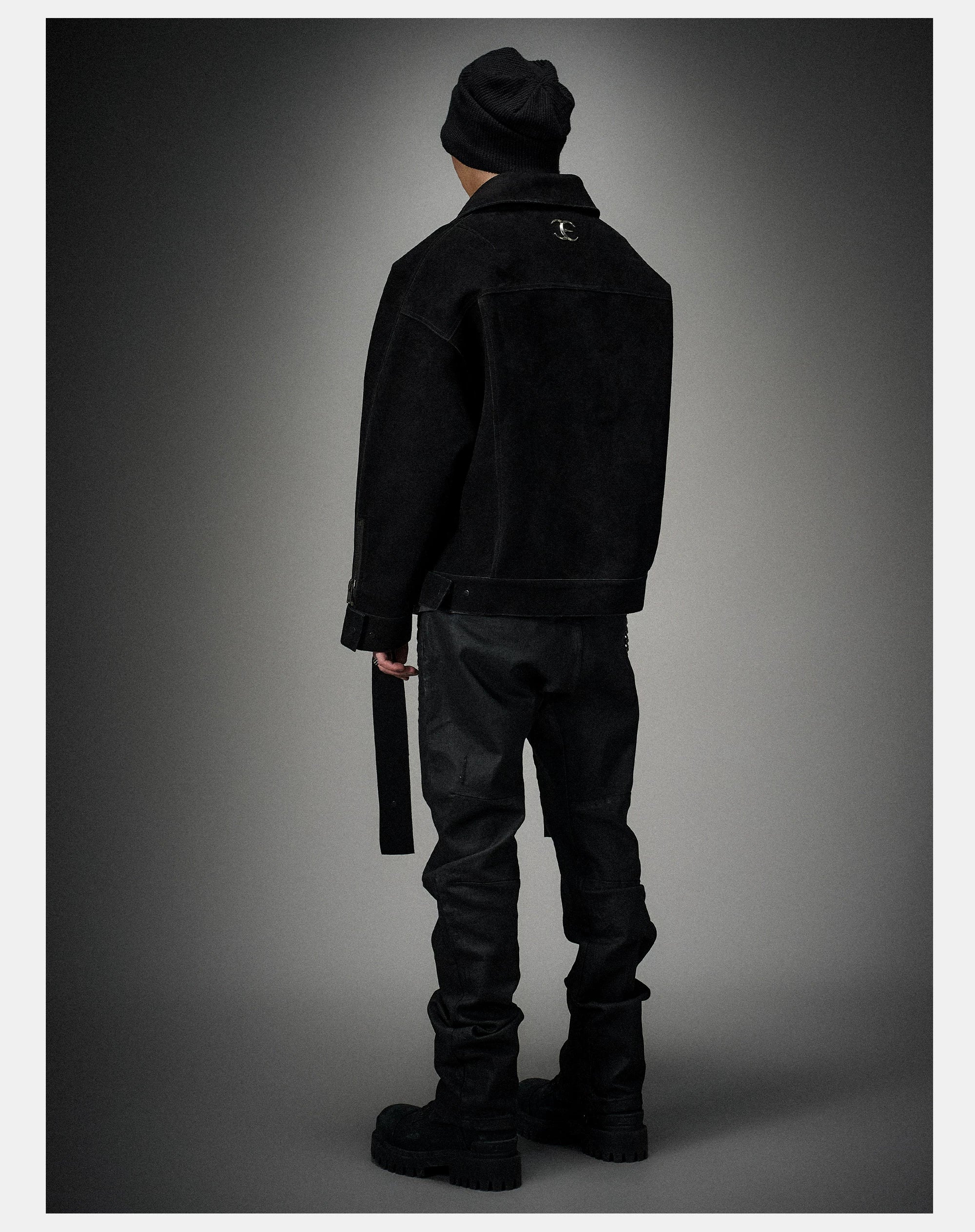 Oversized Raglan Suede Ribbon Jacket