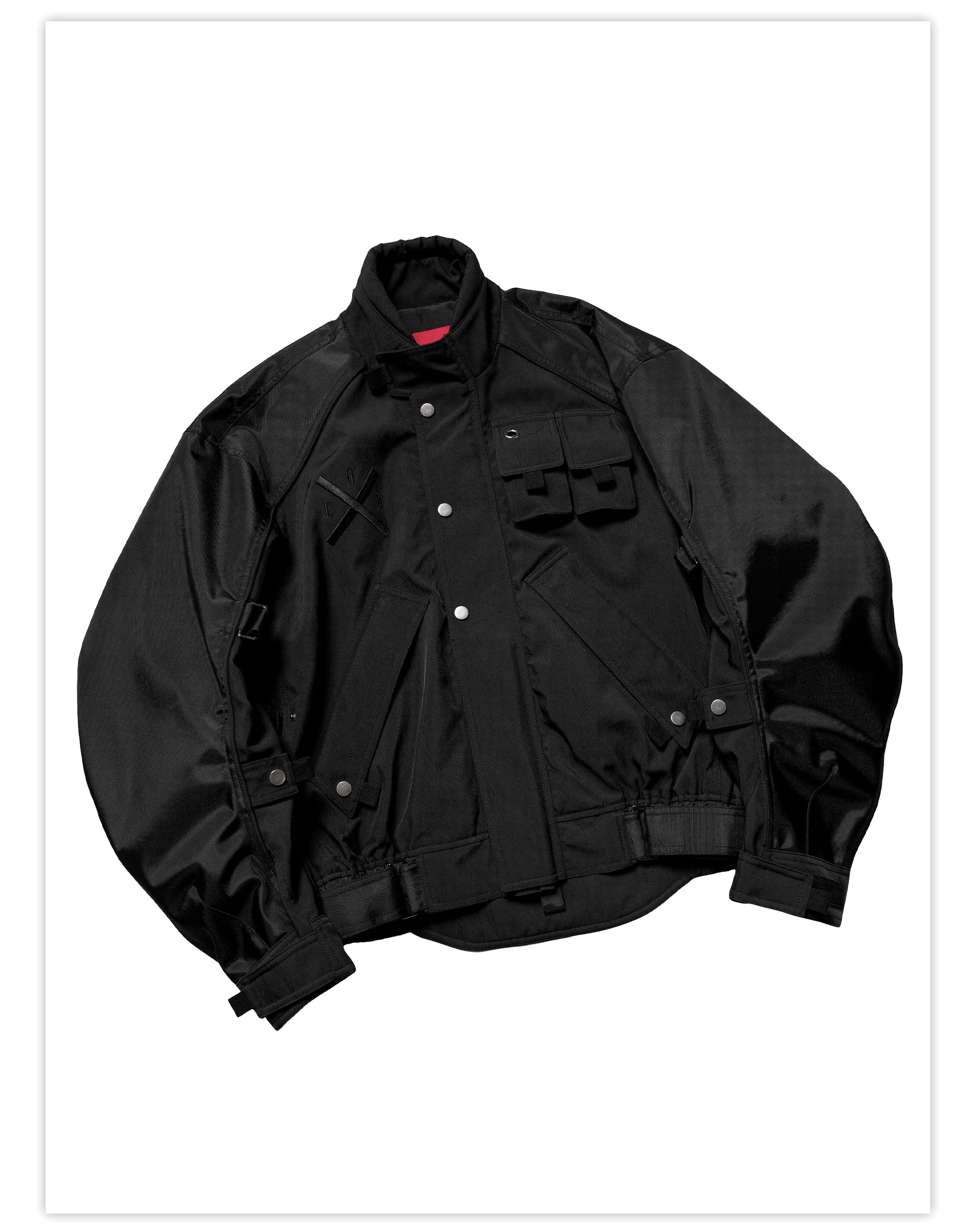 Loose Dark Curved Nylon Biker Jacket