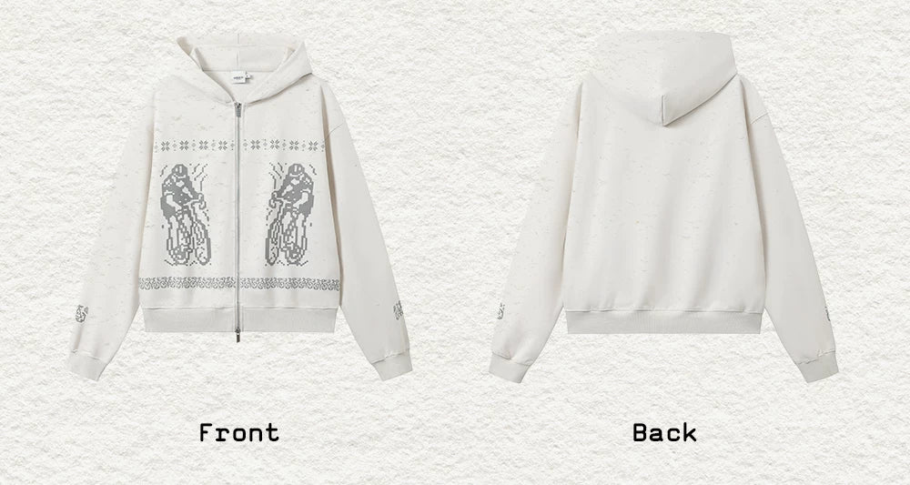 Fair Isle Print Zip Hoodie