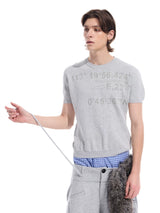 Gray Distressed Jacquard Slim Knit Tee