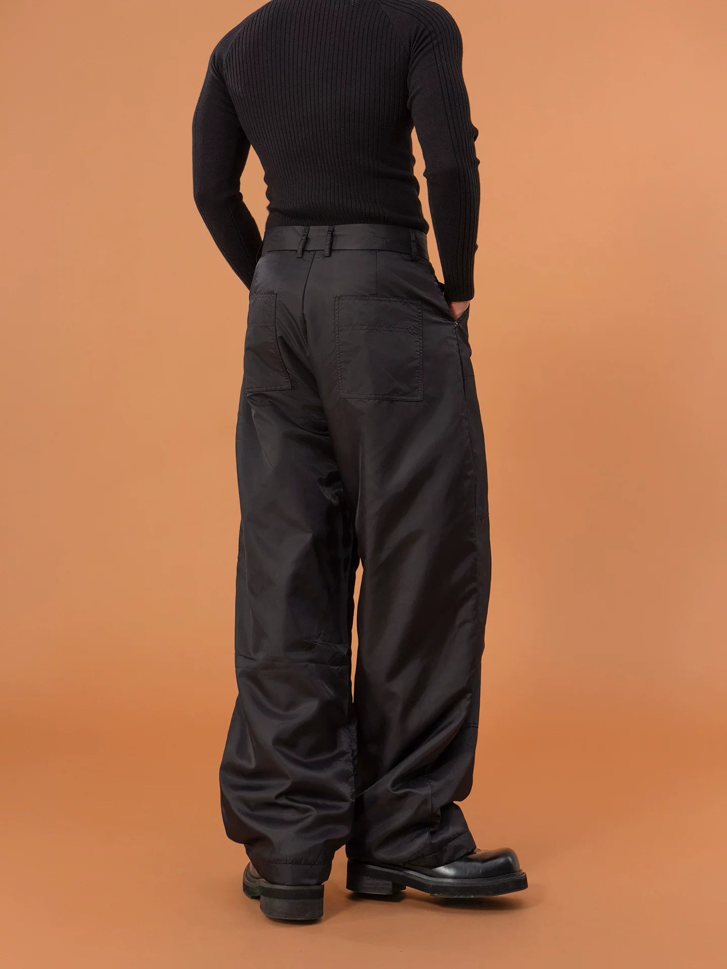 Men's Black Windproof Warm Cargo Pants