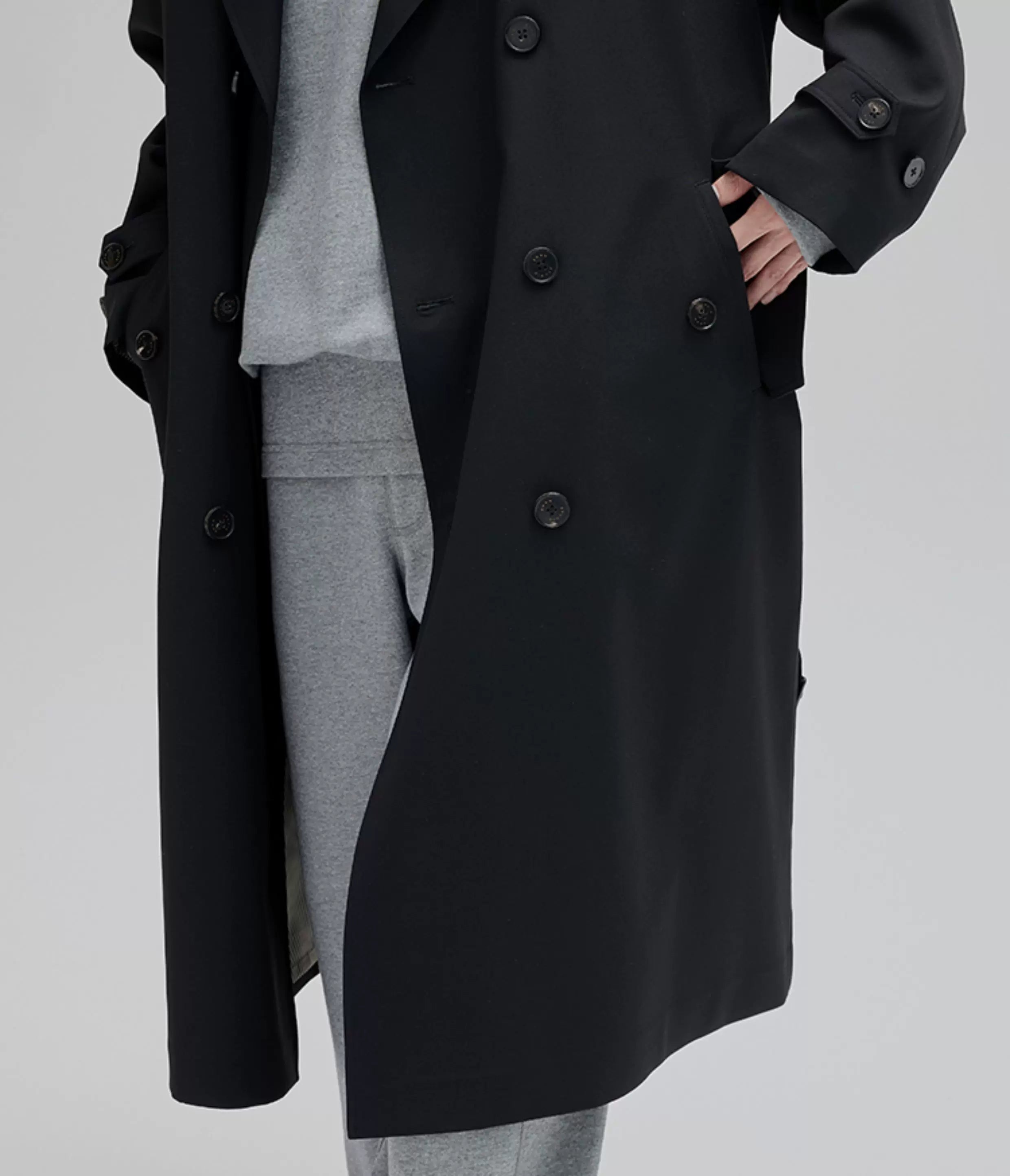 Double Breasted Long Trench Coat