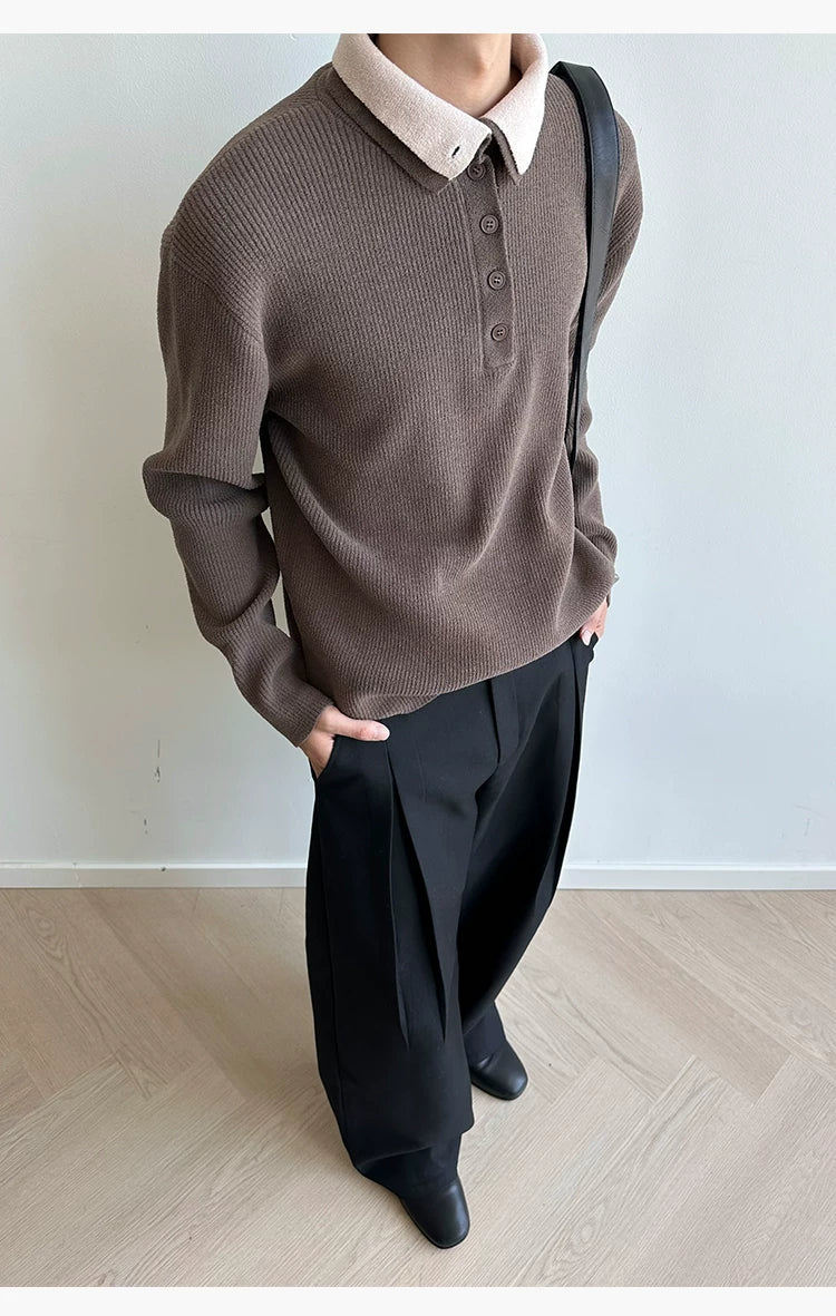 Reversible Two-in-One Stand Collar Sweater Coat