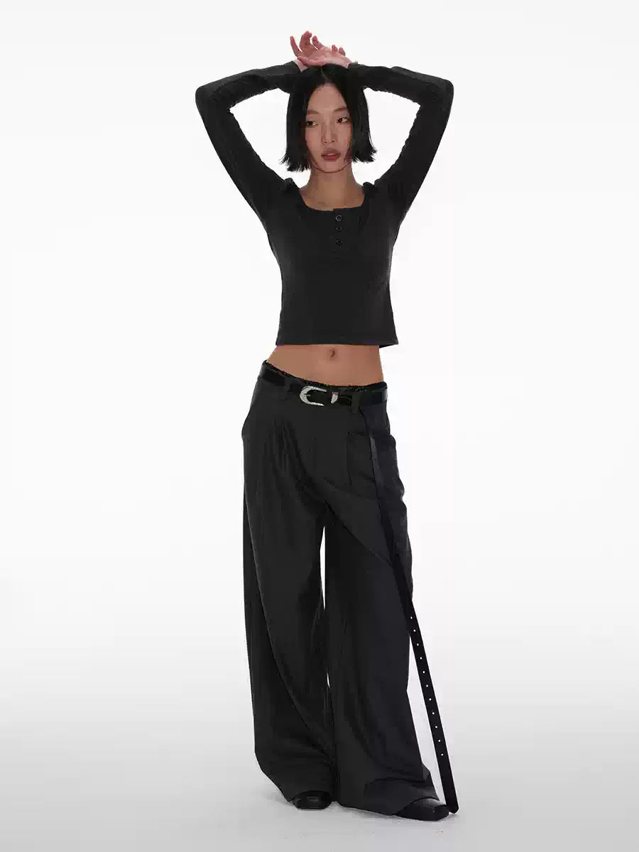 Women's Herringbone Pleated Wide Leg Pants