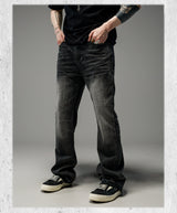 Heavy Washed Loose Flared Stacked Jeans