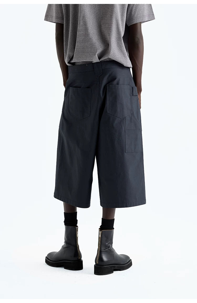 Heavy Vintage Textured Cotton Cargo Shorts