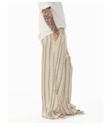 Distressed Vintage Striped Vest Pants Set