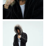 Detachable Fur Collar Fleece Hooded Coat