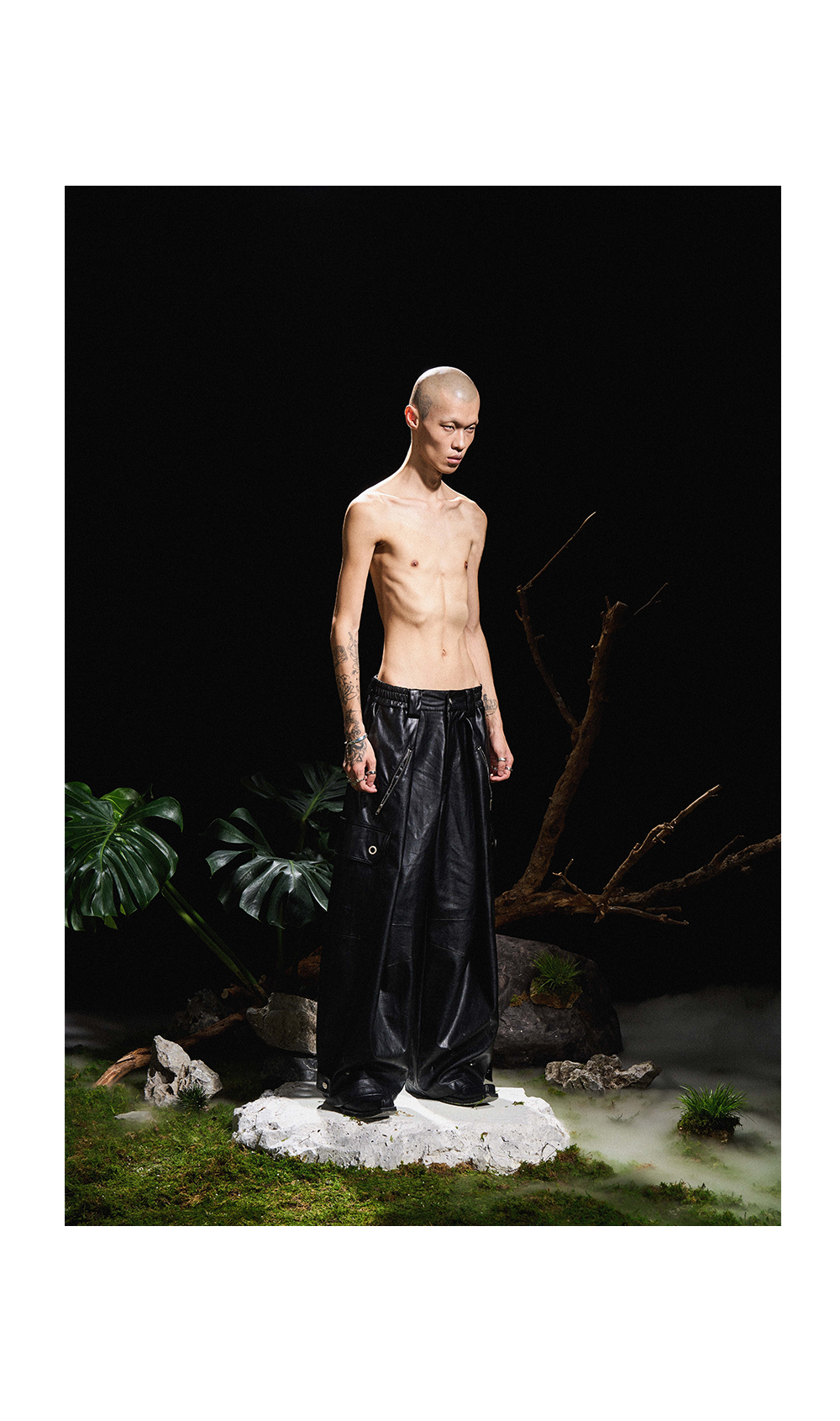 Pleated Tapered Leather Pants