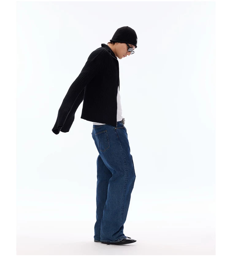 Cotton Ribbed Double Zipper Cardigan