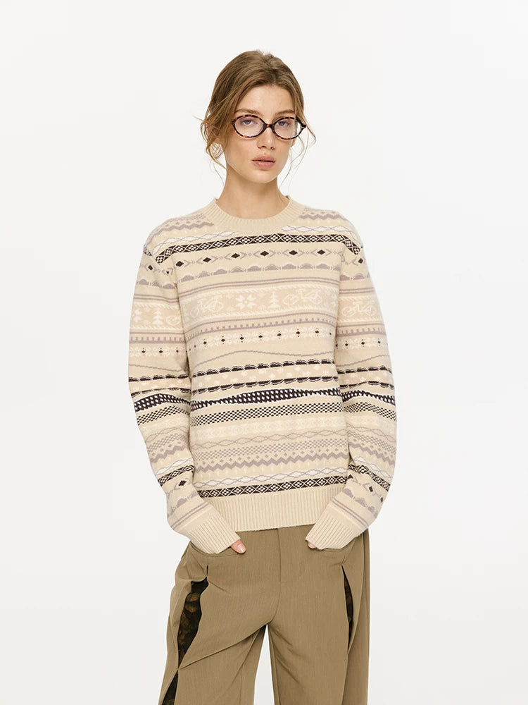 Fair Isle Milk Cotton Knit Sweater