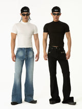 Men's Black Slim Short-sleeved Knit Tees