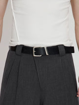 Asymmetric Placket Wool Feel Bermuda Shorts