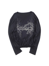 Printed Cropped Long Sleeve Lyocell Tee